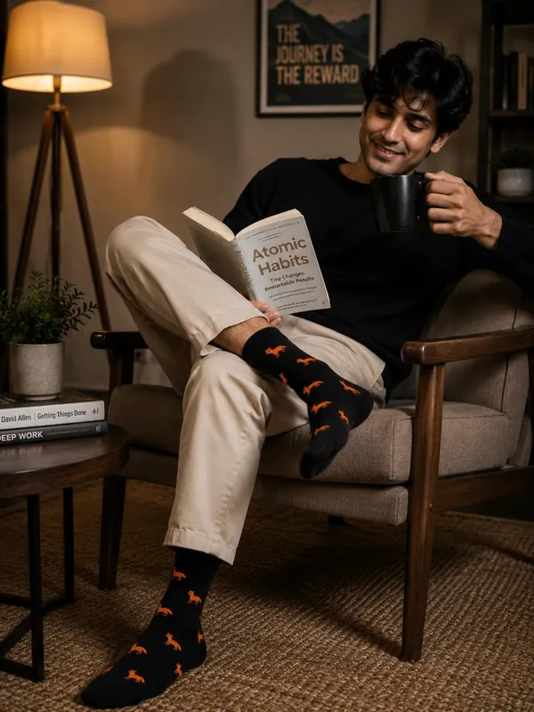 Orange_Cotton_Crew_Socks_For_Unisex_Pack_Of_2
