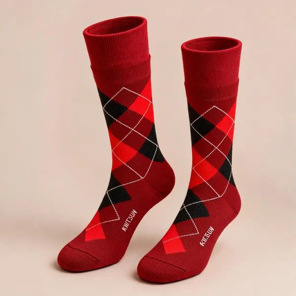Black_Cotton_Argyle_Crew_Socks_For_Unisex_Pack_Of_2