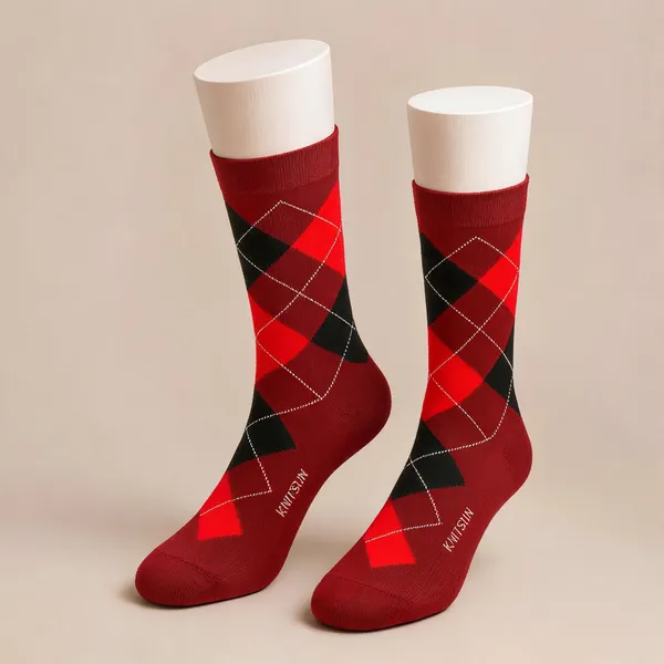 Black_Cotton_Argyle_Crew_Socks_For_Unisex_Pack_Of_2