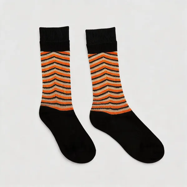 Orange_Cotton_Crew_Length_Socks_For_Unisex_Pack_Of_2