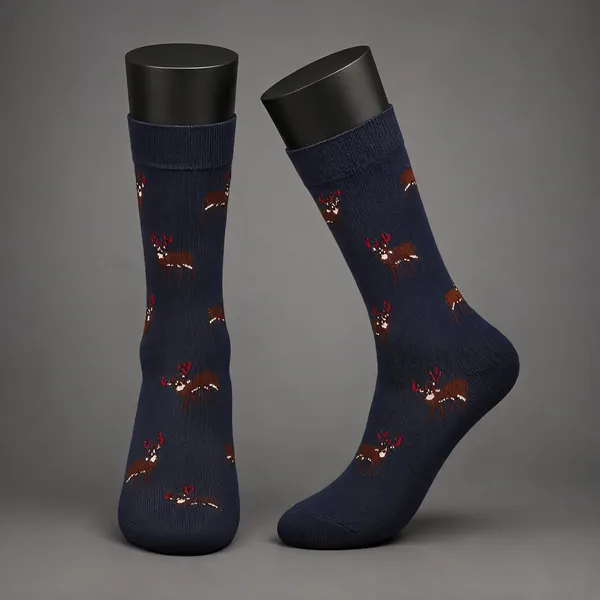 Black_Cotton_Reindeer_Crew_Socks_For_Women_Pack_Of_2