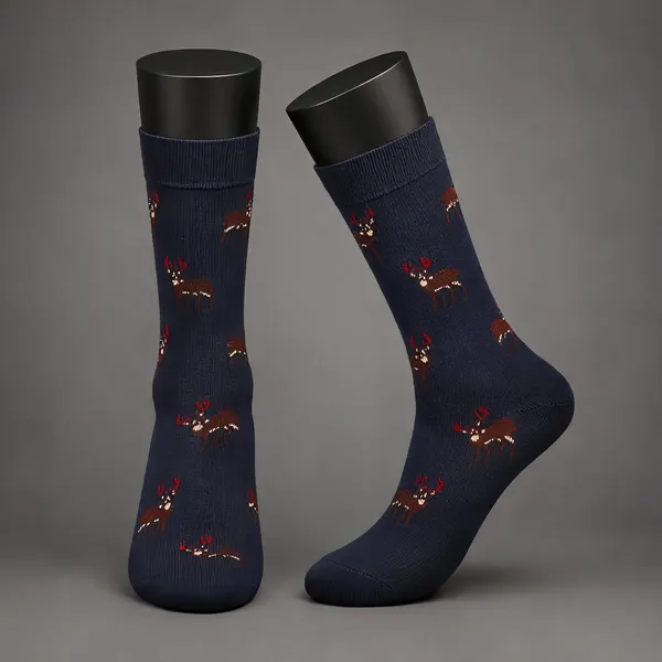 Black_Cotton_Reindeer_Crew_Socks_For_Women_Pack_Of_2