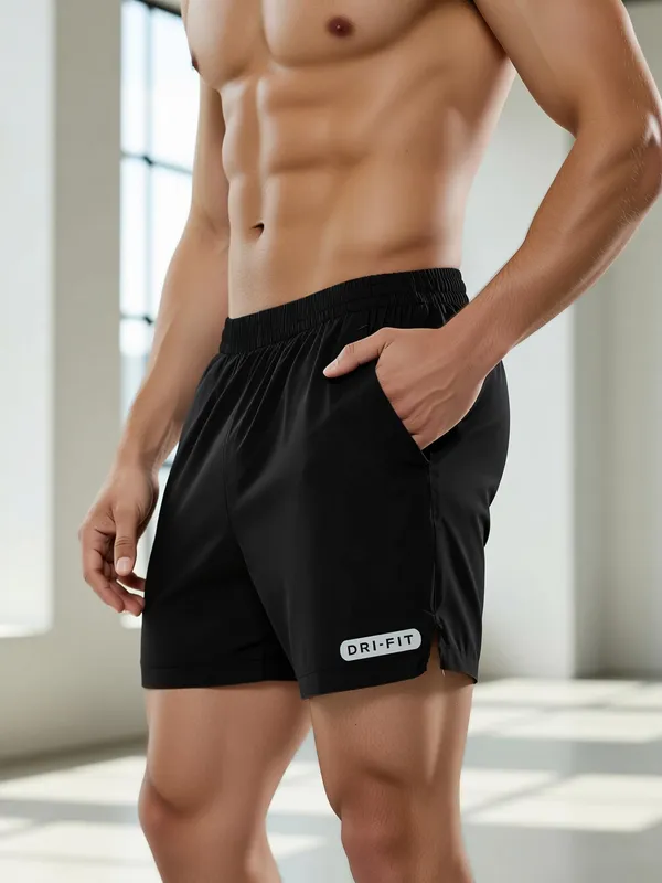 Pravaha_Black_Lycra_Regular_Fit_Gym_Shorts_For_Men