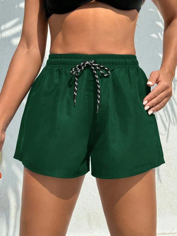 Green_Lycra_Regular_Casual_Shorts_For_Women