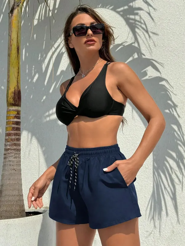 Blue_Lycra_Regular_Fit_Shorts_For_Women