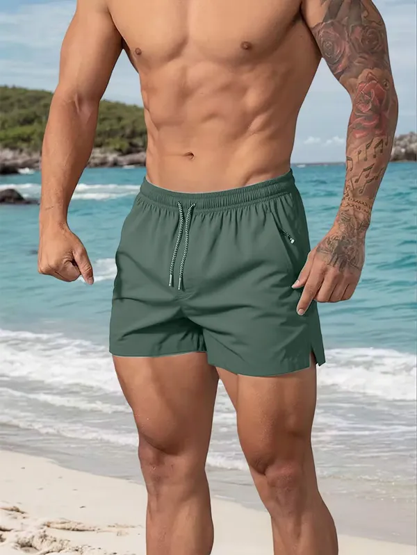 Pravaha_Green_Lycra_Regular_Fit_Reversible_Beach_Shorts_For_Men