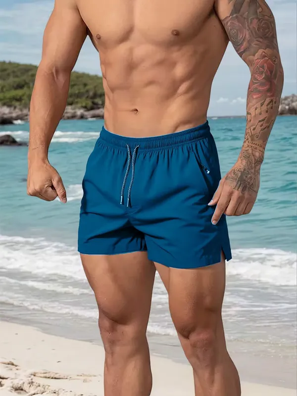 Pravaha_Blue_Lycra_Solid_Reversible_Beach_Shorts_For_Men