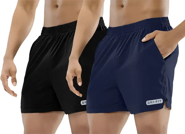 Pravaha_Black_&_Blue_Lycra_Regular_Gym_Shorts_For_Men_Pack_Of_2