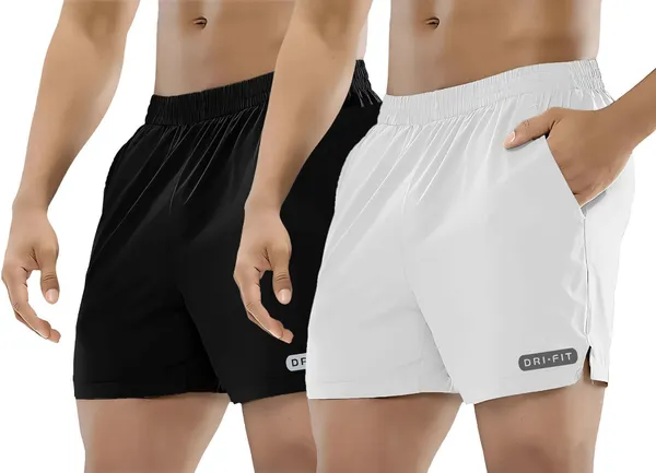 Pravaha_White_Lycra_Regular_Fit_Gym_Shorts_For_Men