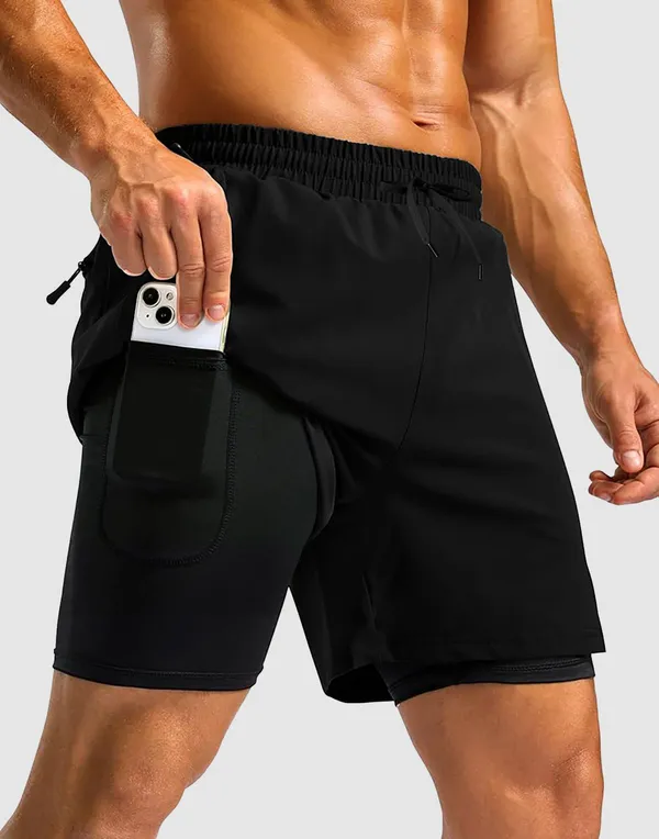 Pravaha_Black_Polyester_Regular_Fit_3_Pocket_Gym_Shorts_For_Men