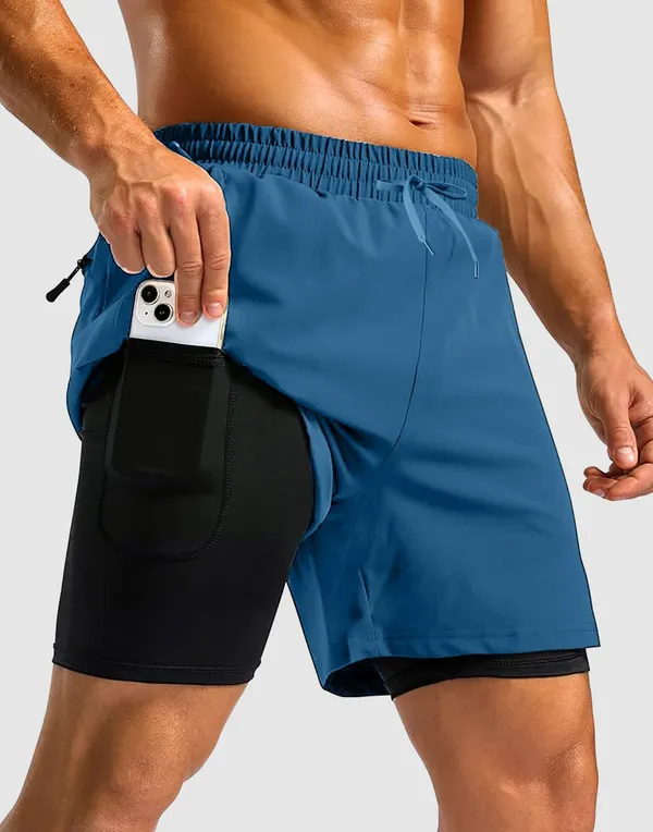 Pravaha_Blue_Polyester_2_In_1_Solid_Gym_Shorts_For_Men