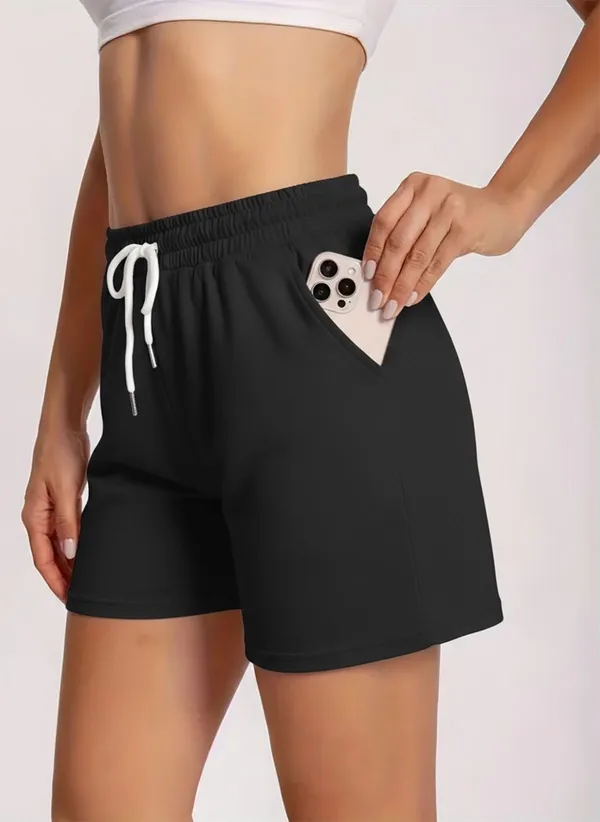 Black_Polyester_Regular_Shorts_For_Women