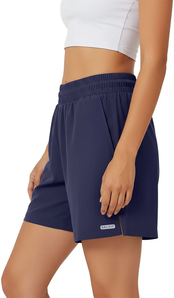 Blue_Polyester_Regular_Shorts_For_Women