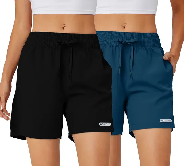 Blue_Polyester_Regular_Shorts_For_Women