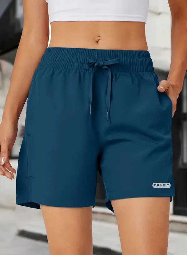 Blue_Polyester_Regular_Shorts_For_Women