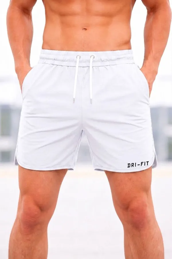 White_Lycra_Regular_Printed_Shorts_For_Men