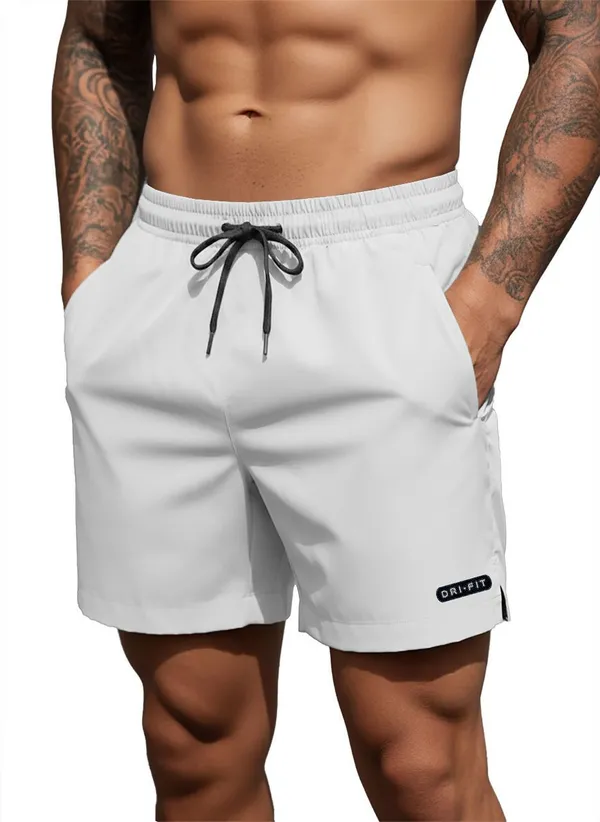 Pravaha_White_Lycra_Regular_Fit_Gym_Shorts_For_Men