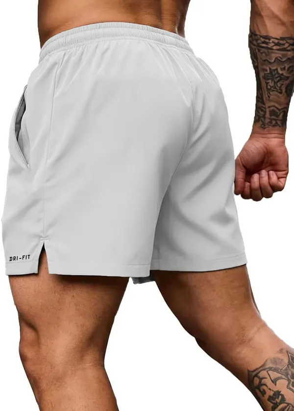 Pravaha_White_Lycra_Regular_Fit_Gym_Shorts_For_Men