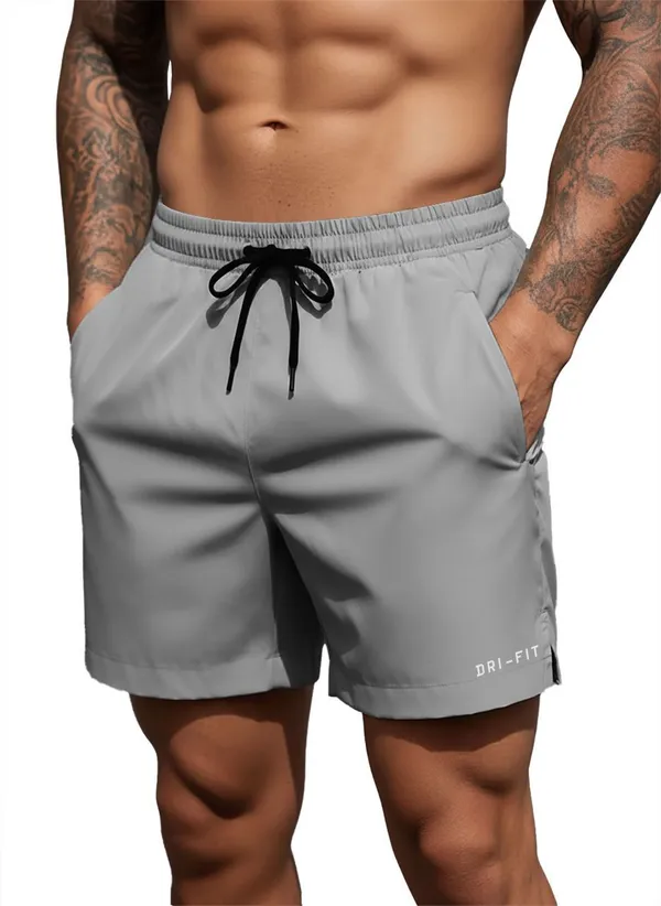Pravaha_Grey_Lycra_Solid_Gym_Shorts_For_Men