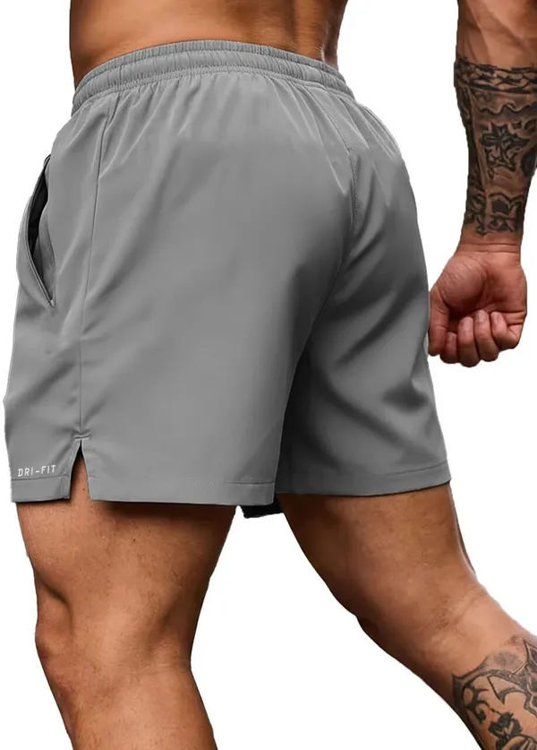 Pravaha_Grey_Lycra_Solid_Gym_Shorts_For_Men
