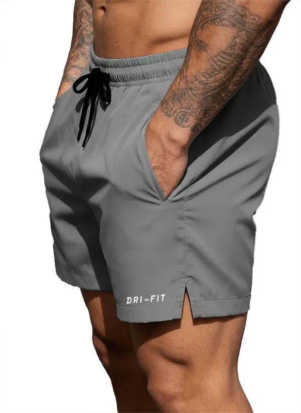 Pravaha_Grey_Lycra_Solid_Gym_Shorts_For_Men