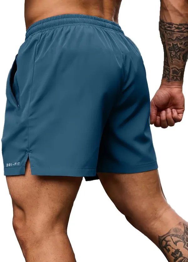 Pravaha_Blue_Lycra_Regular_Gym_Shorts_For_Men