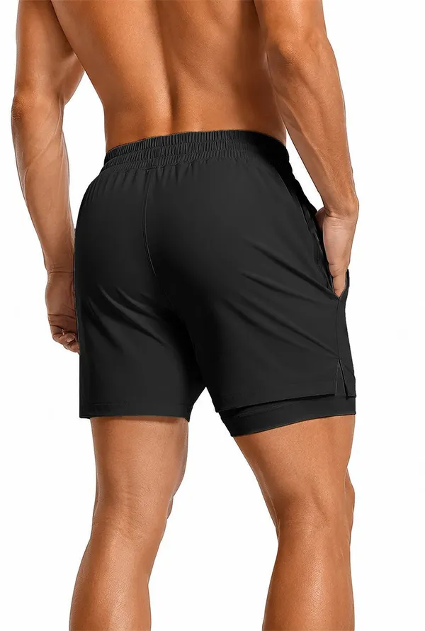 Pravaha_Black_Lycra_2_In_1_Dual_Layer_Gym_Shorts_For_Men
