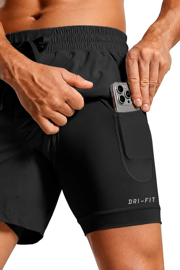 Pravaha_Black_Lycra_2_In_1_Dual_Layer_Gym_Shorts_For_Men