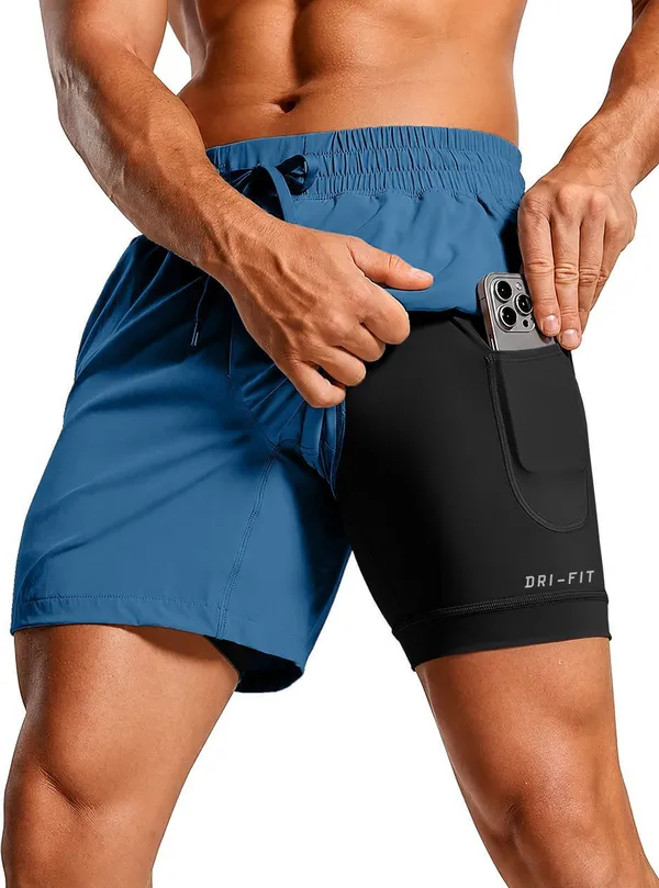 Pravaha_Blue_Lycra_Regular_Gym_Shorts_For_Men