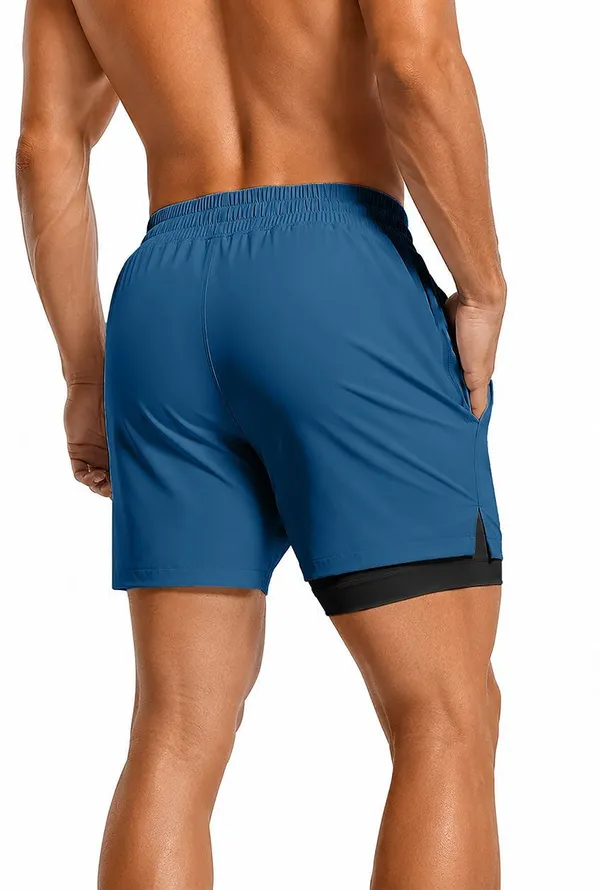 Pravaha_Blue_Lycra_Regular_Gym_Shorts_For_Men
