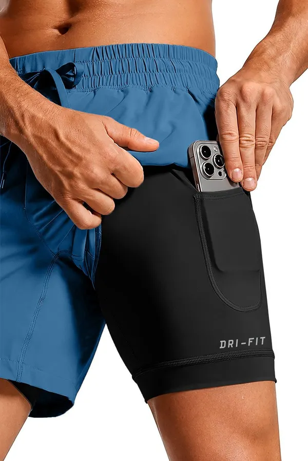 Pravaha_Blue_Lycra_Regular_Gym_Shorts_For_Men