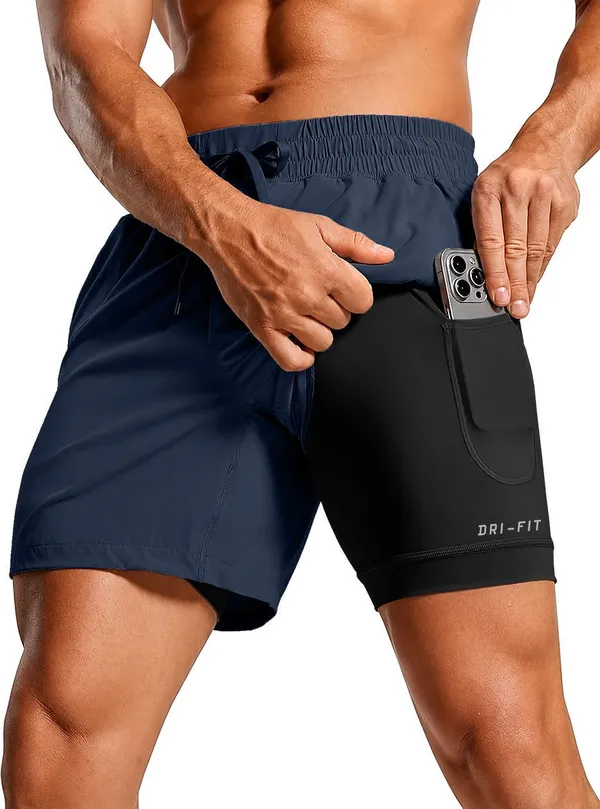 Blue_Lycra_Regular_Fit_Dual_Layer_Gym_Shorts_For_Men