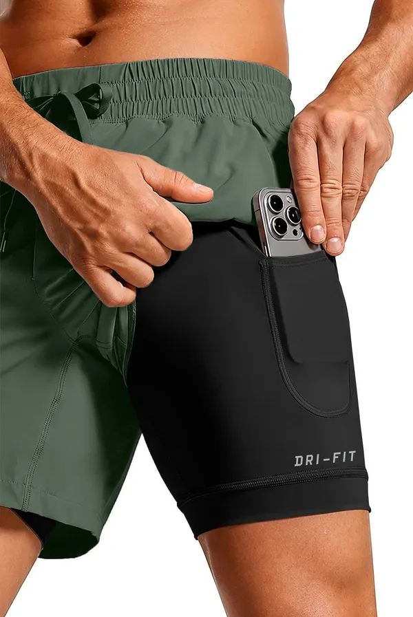 Pravaha_Green_Lycra_2_In_1_Dual_Layer_Gym_Shorts_For_Men