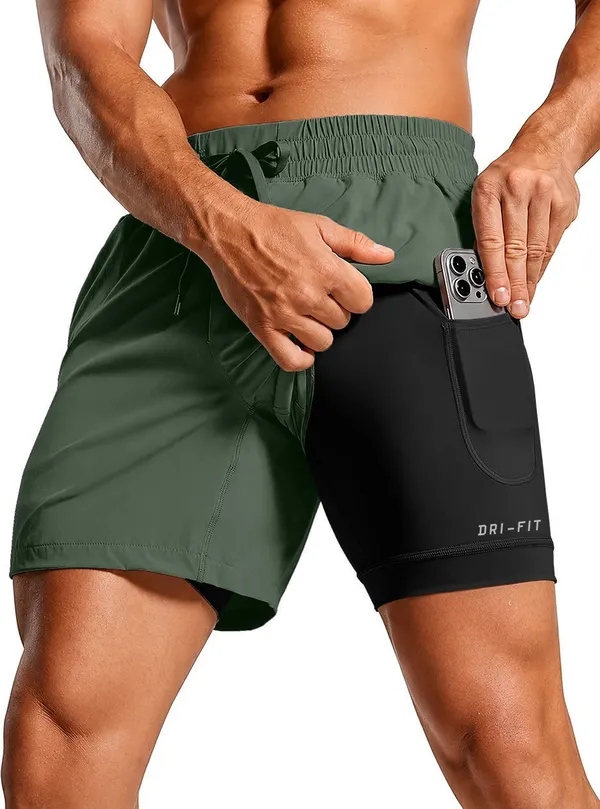Pravaha_Green_Lycra_Regular_Gym_Shorts_For_Men