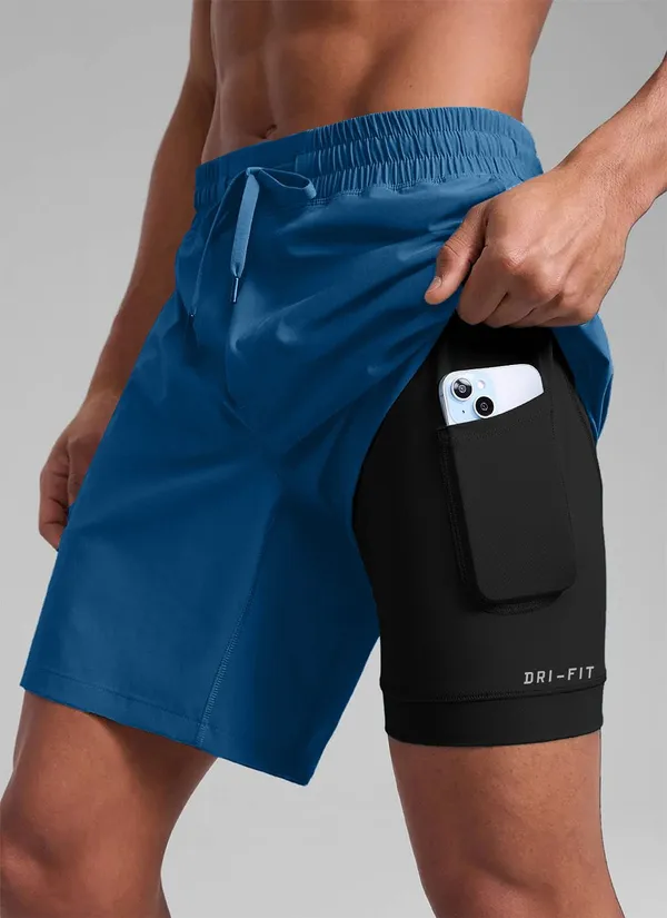 Pravaha_Blue_Lycra_2_In_1_Dual_Layer_Gym_Shorts_For_Men