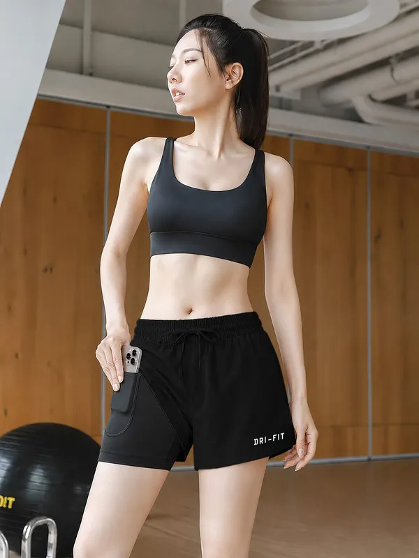 Pravaha_Black_Lycra_2_In_1_Compression_Gym_Shorts_For_Women