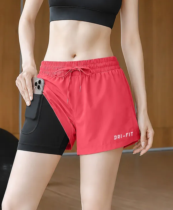 Pravaha_Red_Lycra_2_In_1_Compression_Gym_Shorts_For_Women