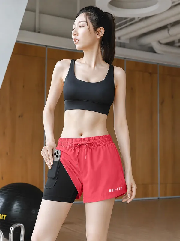 Pravaha_Red_Lycra_2_In_1_Compression_Gym_Shorts_For_Women