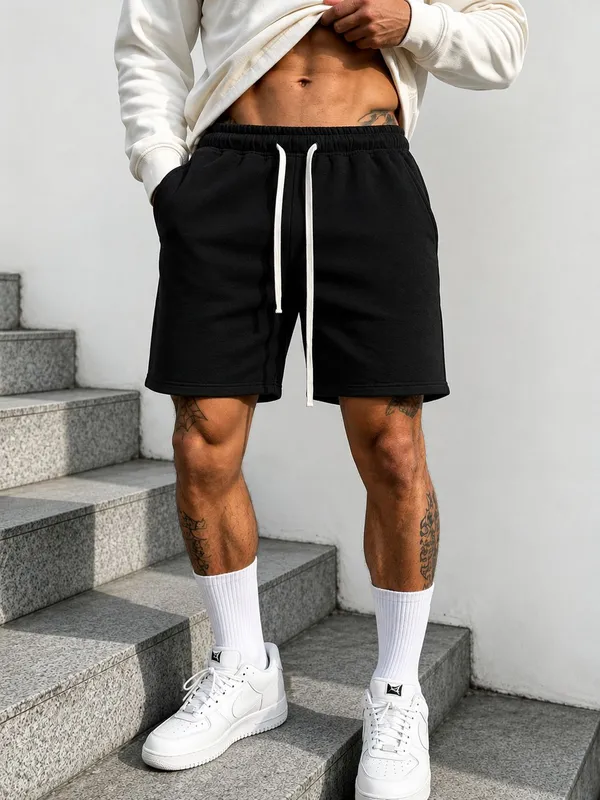 Black_Cotton_Regular_Solid_Shorts_For_Men