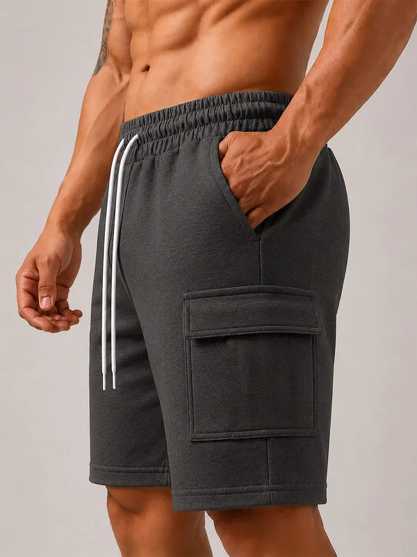 Dark_Grey_Cotton_Regular_Fit_Cargo_Shorts_For_Men