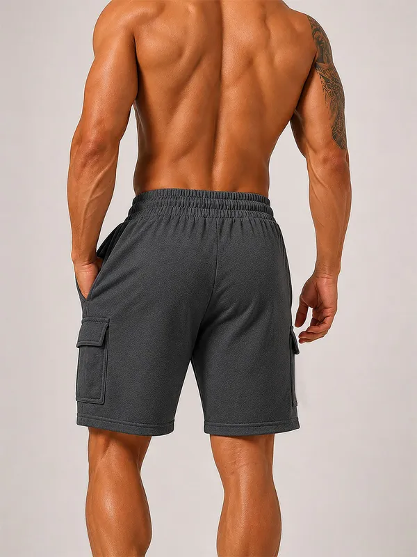 Dark_Grey_Cotton_Regular_Fit_Cargo_Shorts_For_Men