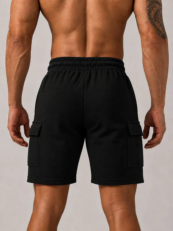 Black_Cotton_Regular_Fit_4_Pocket_Shorts_For_Men