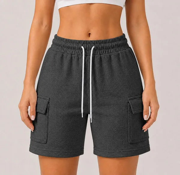 Dark_Grey_Cotton_Regular_Fit_4_Pocket_Shorts_For_Women