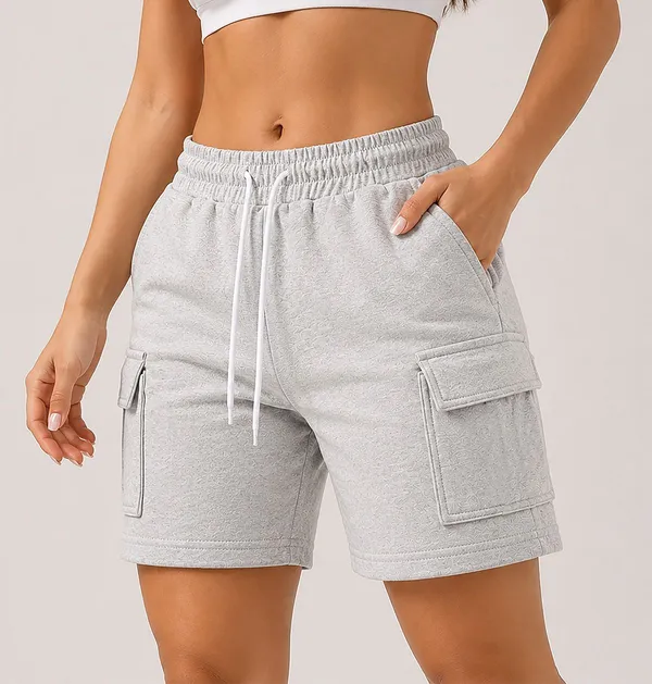 Grey_Cotton_Regular_Fit_4_Pocket_Shorts_For_Women
