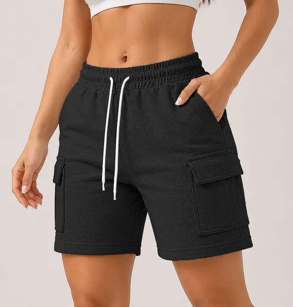 Black_Cotton_Regular_Fit_4_Pocket_Shorts_For_Women