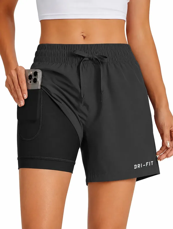 Pravaha_Dark_Grey_Lycra_Regular_Gym_Shorts_For_Women