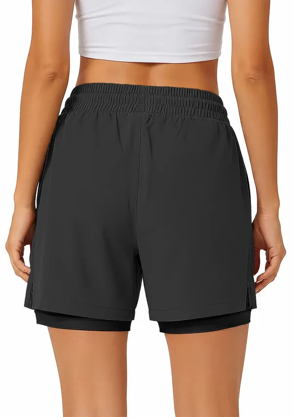 Pravaha_Dark_Grey_Lycra_Regular_Gym_Shorts_For_Women