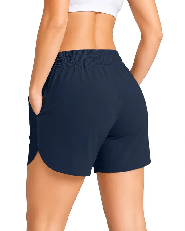 Blue_Polyester_Printed_Running_Shorts_For_Women