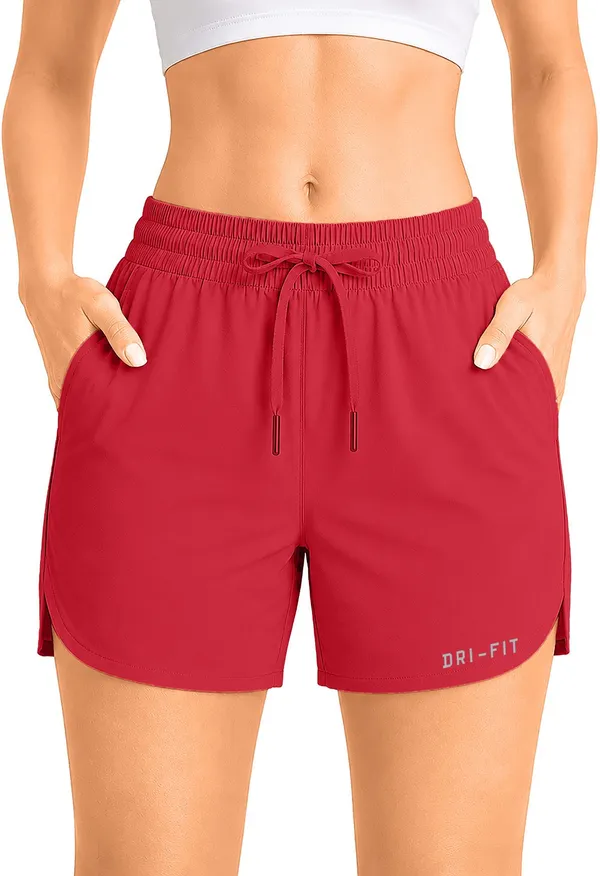 Pravaha_Red_Polyester_Regular_Fit_Running_Shorts_For_Women