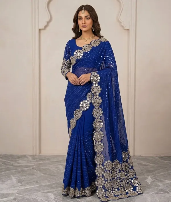 Blue_Saree_Wool_Blend_For_women